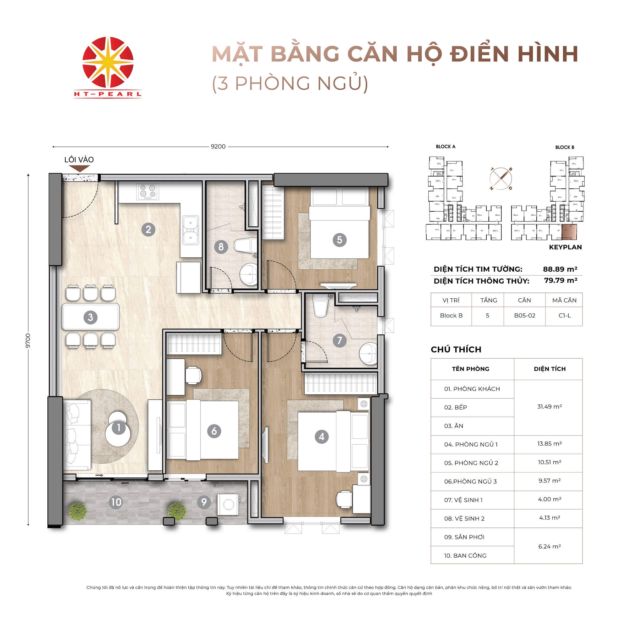 mặt-bằng-căn-3-phòng-ngủ-dự-án-ht-pearl-dĩ-an