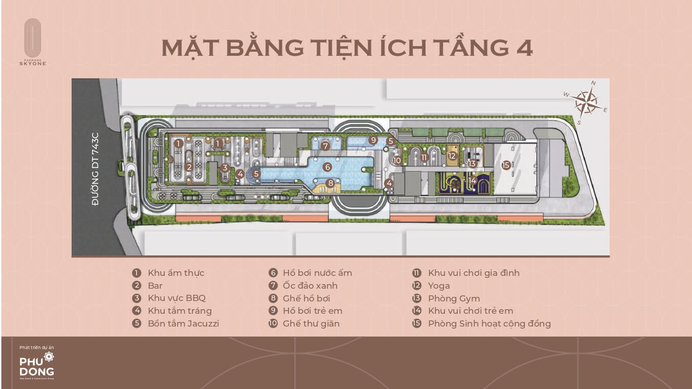 mặt bằng tiện ích tầng 4 phú đông skyone