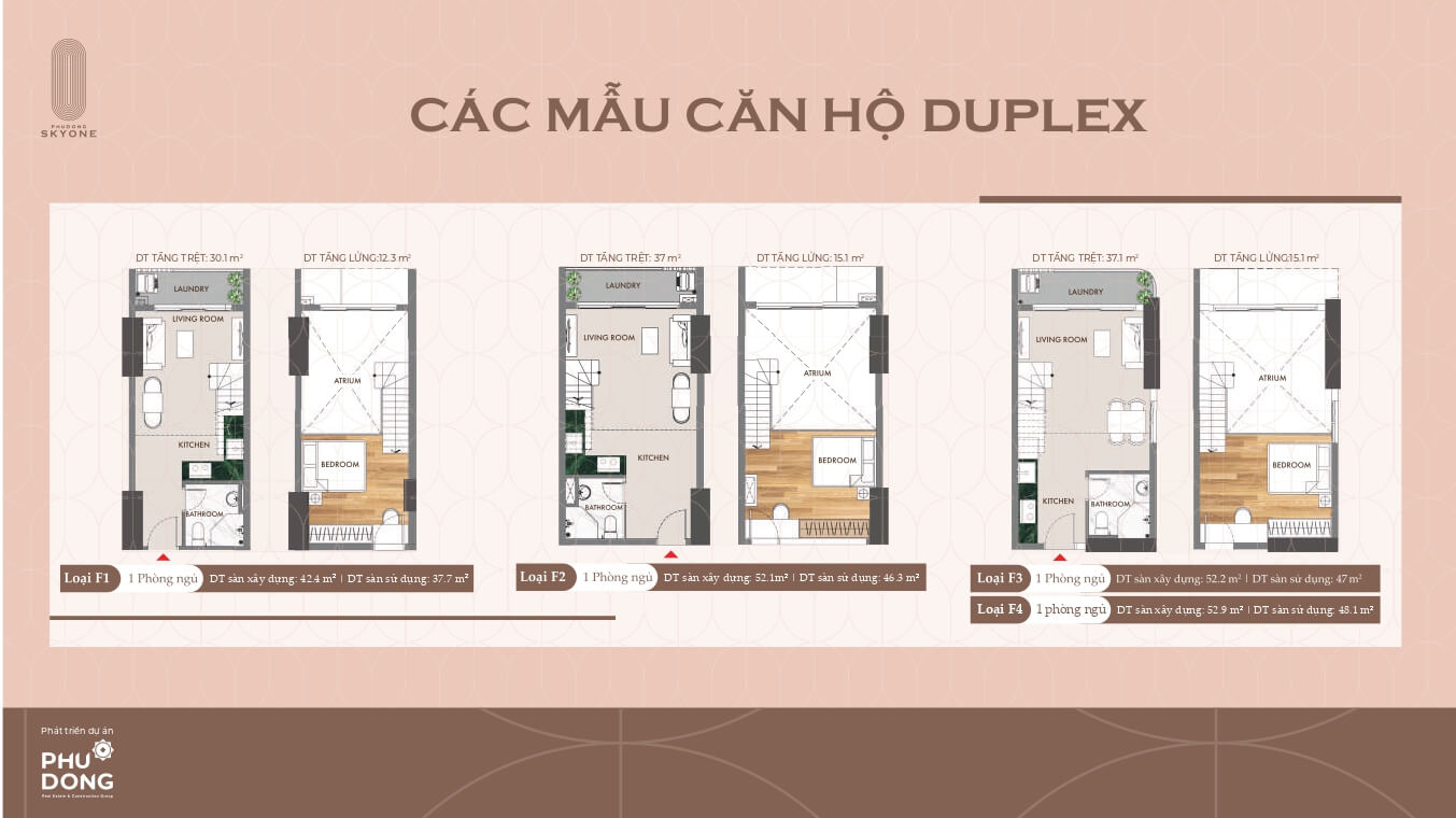 thiết kế căn duplex phú đông skyone