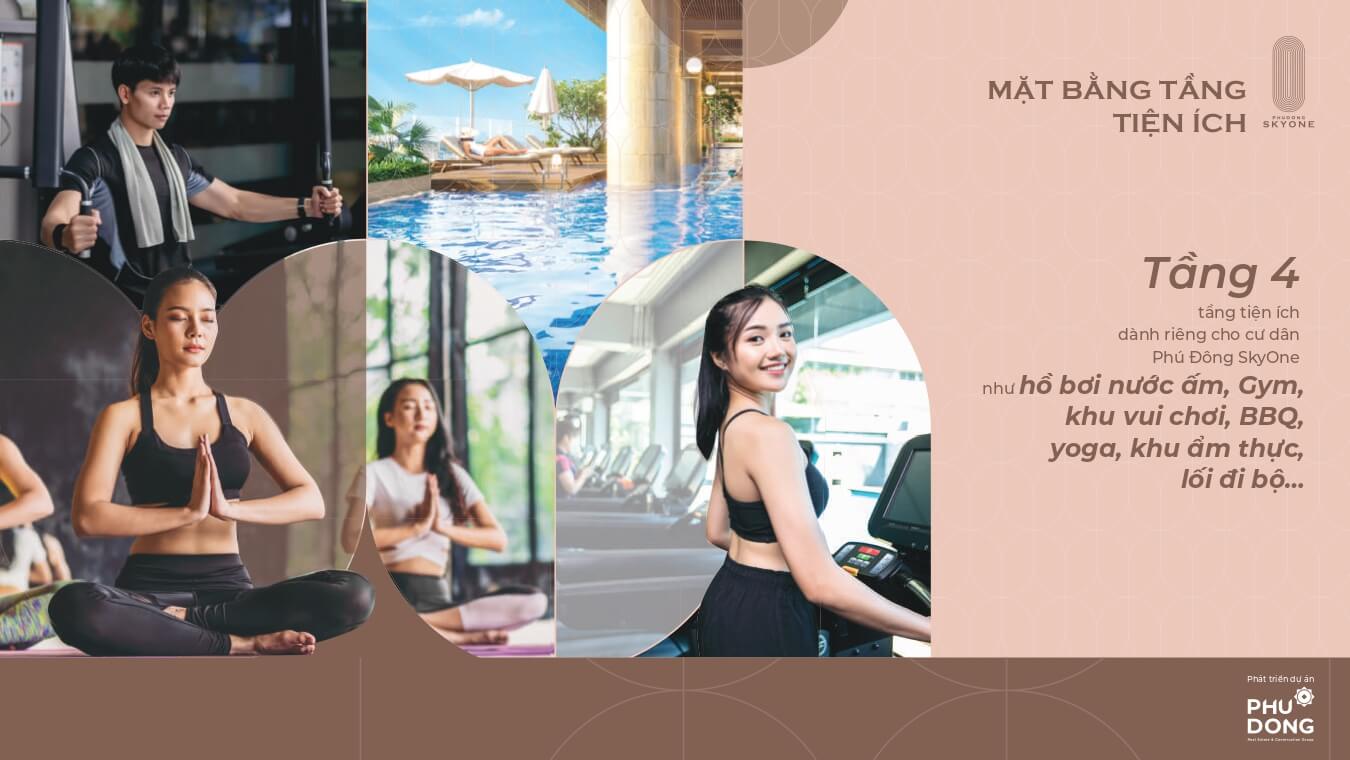 hệ thống tiện ích tầng 4 phú đông skyone